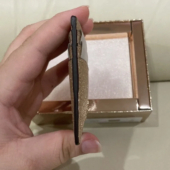 NWT Kate Spade Gold Sparkle Glitter Glimmer Boxed Small Slim Card Holder Wallet - Picture 9 of 15